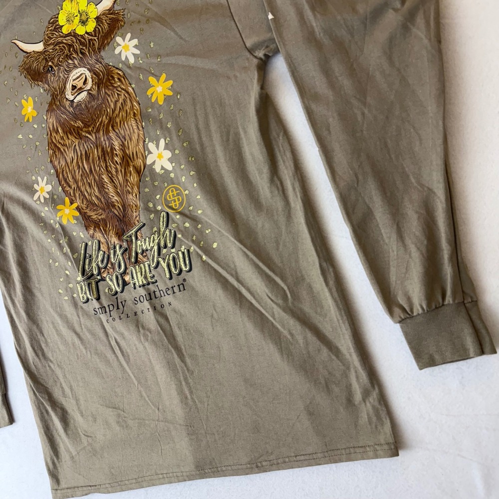 Simply Southern womens Highland Army Green Long Sleeve T-Shirt Large LS-HIGHLAND - Picture 9 of 13